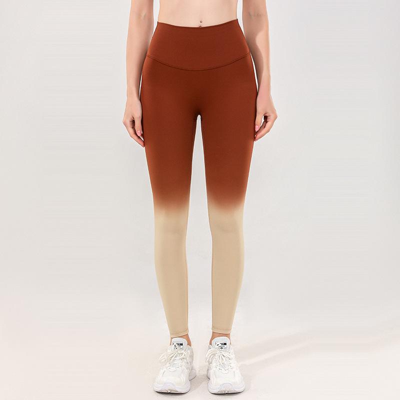 Nude Feeling Gradient High Waist Yoga Pants for Women - Tummy Control, Butt Lift, Double-Brushed Fitness Leggings