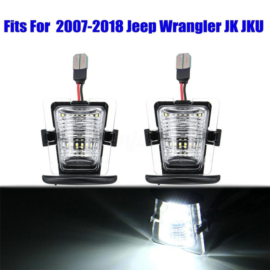 2Pcs For Jeep Wrangler JK JKU 07-18 LED SMD License Plate Light Rear Bumper Lamp