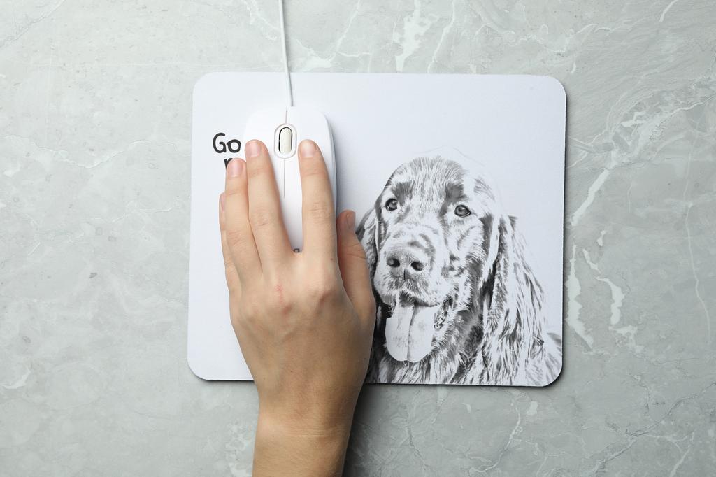İngiliz Setter, Lawerack, Laverack I - Baskılı mouse pad, kişiselleştirilmiş köpek temalı mouse pad, Art-Dog markasının ofis çalışanları için benzersiz aleti