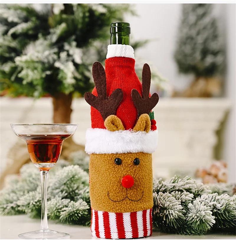 Christmas Wine Bottle Set Santa Snowman Wine Bottle Cover Bags for Christmas Party Dinner Table Ornaments New Year Decors Gifts