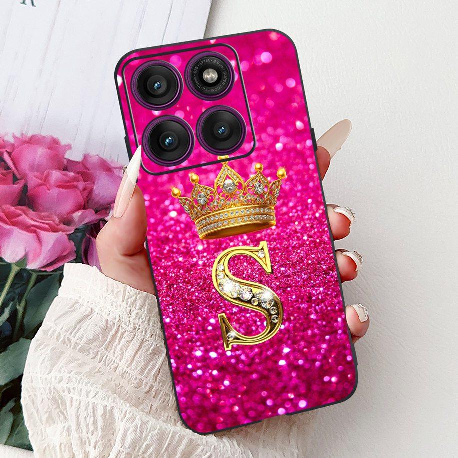 For Motorola Edge 60 Pro Case 2025 Luxury Crown Letters Soft Silicone Black Phone Cover For Moto Edge 60 Fusion 60s Edge60 Funda