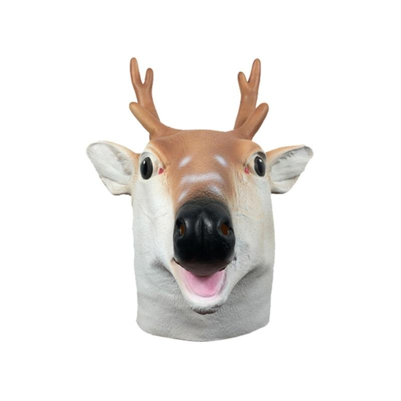 Sika Deer Mask Halloween Animal Head Mask Full Head Latex Mask for Kids Adults