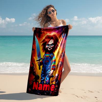Personalized Customized Proof Beach Towel with Chucky Pattern - Soft, Absorbent, Quick-drying, Perfect Swimming, Camping&bathing