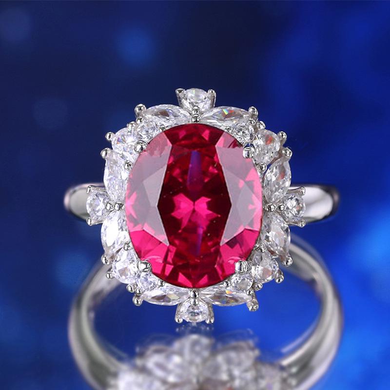 

Женское кольцо из стерлингового серебра 925 пробы с красными, желтыми и зелеными бриллиантами - Дизайн «полностью в бриллиантах», Роскошный подарок для вечеринки Size 7 красный/алмаз