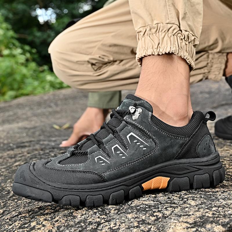 2025 Independent Station Explosive Leather Outdoor Tooling Shoes Men's Baotou Non-slip Low-top Hiking Shoes Casual