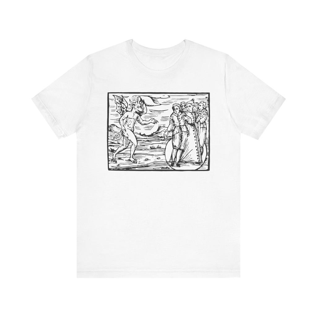 Awaken The Devil Mysterious Woodcut Shirt Vintage Voodoo T-shirt Black Magic T-shirt Horror Gothic T-shirt Unisex Short-sleeved