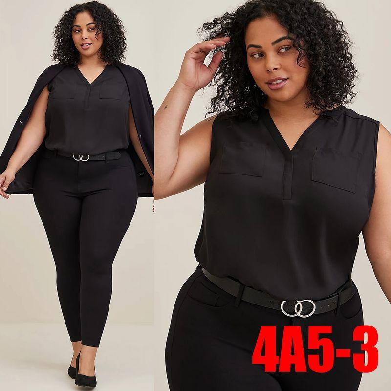 

Loose Slim Looking Plaid Inner Match Sleeveless Chiffon Shirt Black 00