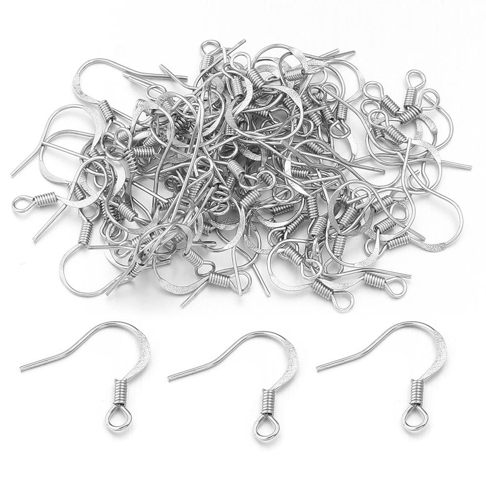 50-200Pcs Stainless Steel Earrings Clasps Hooks Hypoallergenic Ear Hook Earring Fish Hooks For Handmade Jewelry Earwire Findings