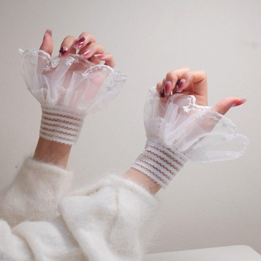 Costume Accessory Lace Ruffled Wrist Victorian Fake Sleeves Cuffs Detachable Sleeves Cuffs Wedding