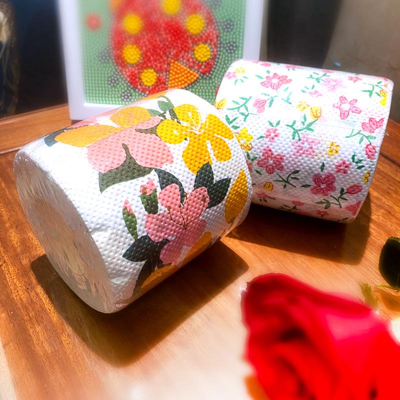 1 Roll Colored Toilet Paper: Floral Print Tissue and Hand Towels