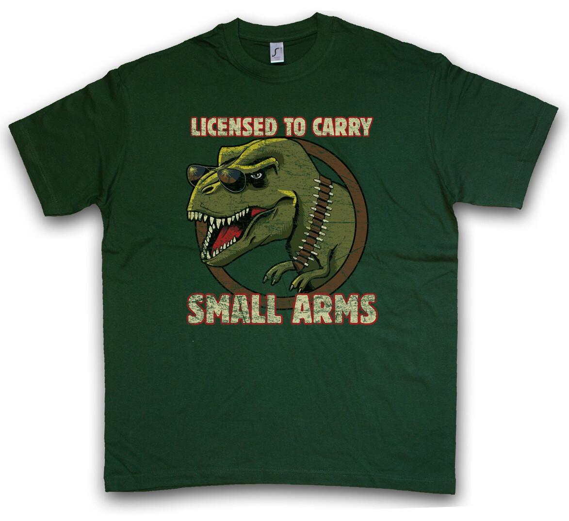 Licensed To Carry Small Arms T-Shirt Mens Womens Tees Top Tyrannosaurus T-Rex Dinosaur T Rex Fun Fire 4XL