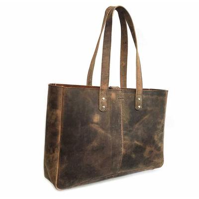 Damen-Schultertasche, echtes Leder, Reisehandtasche, große braune Damen-Geldbörse