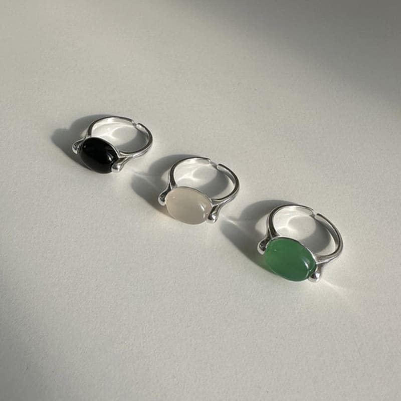 Mosxe [925silver] Point Big Stone Ring (3color)