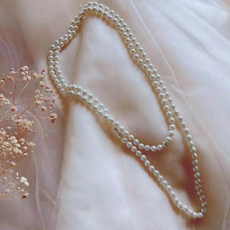 

Star Pearl Necklace Versatile Multi-Layer Sweater Chain Female Elegant And Extravagant Long Necklace Double-Layer Stacked Wear Chain