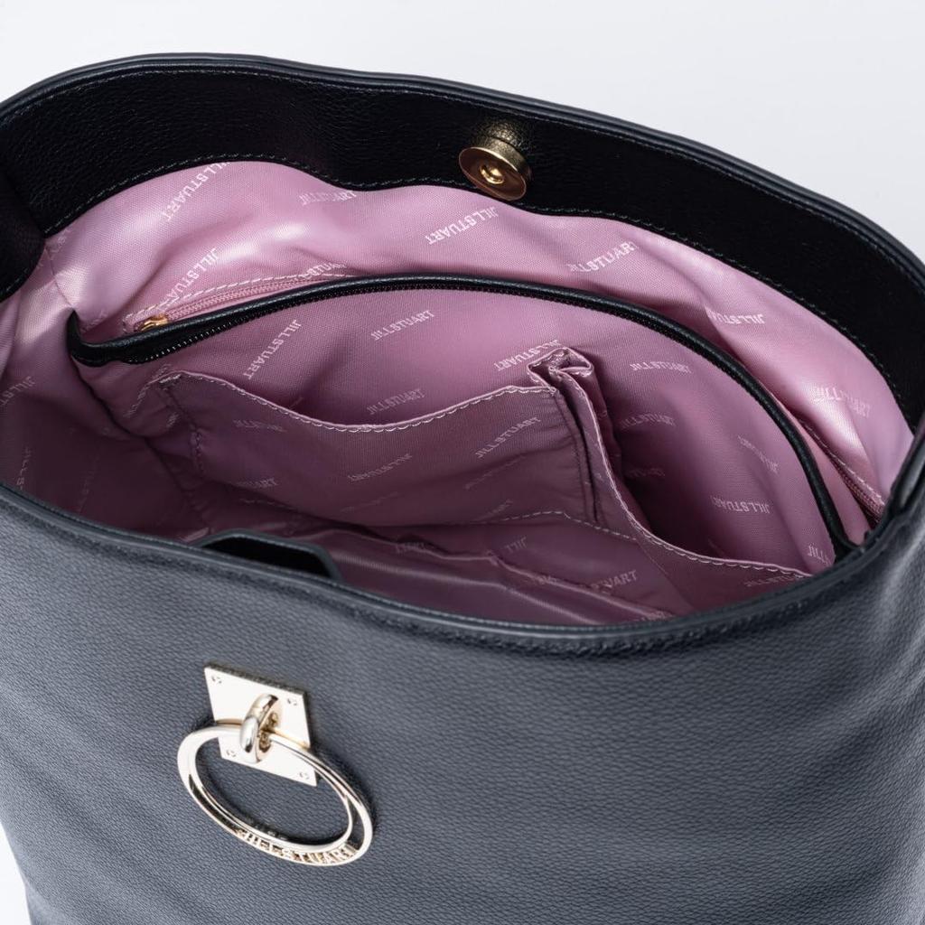 Jill Stuart Crescent One-Shoulder Bag, Women's, Crescent Metal Fittings, Elegant Work Bag, JSLH5GS1, Black