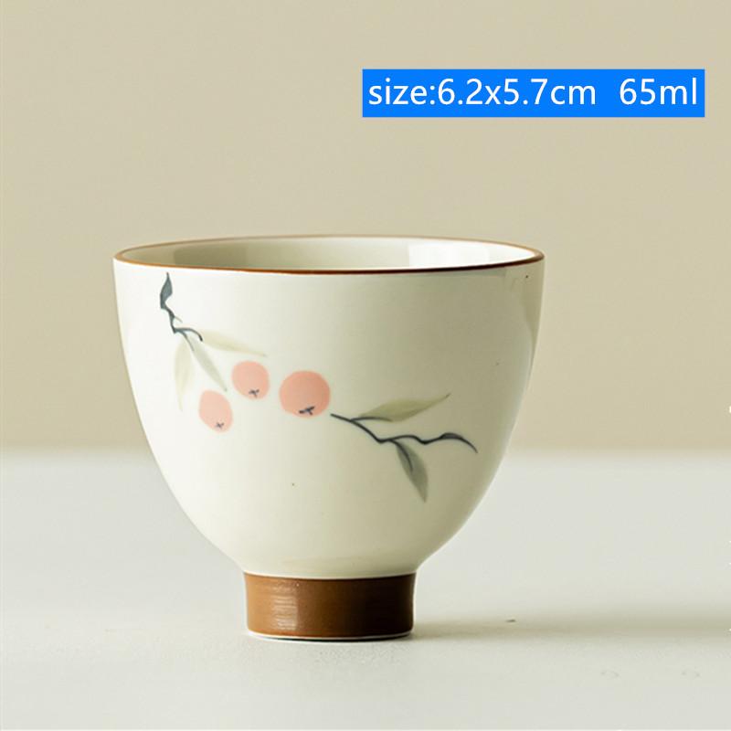 1 Pc Chinese Tradition Ceramic Tea Cup Handmade Persimmon Tea Bowl Household Teacup Personal Meditation Cup Teaware Accessories
