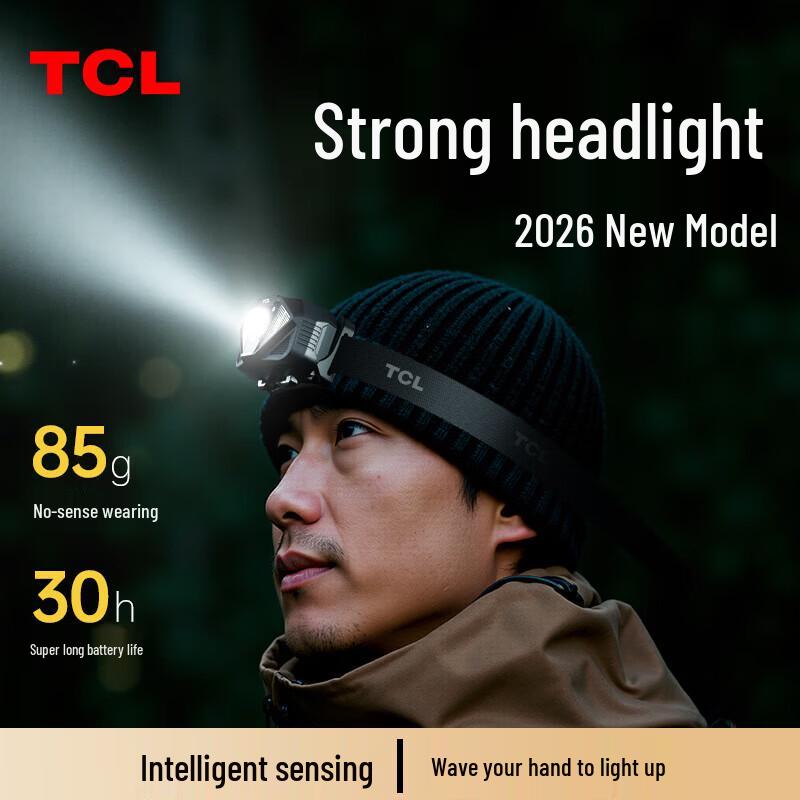 TCL Outdoor Headlamp with Strong Light, Long Endurance, and Dual Battery