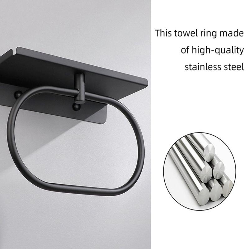 Modern Towel Rings Bathroom Storage Solution Sturdy Stainless Steel Construction Fit Various Wall Types Daily Use