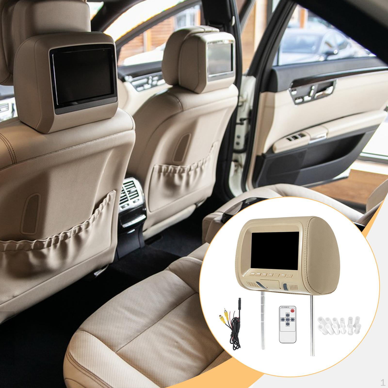 

7 inch Screen Car Headrest Automotive Pillow Display Portable Accessories 800x480 Resolution Beige without Zipper