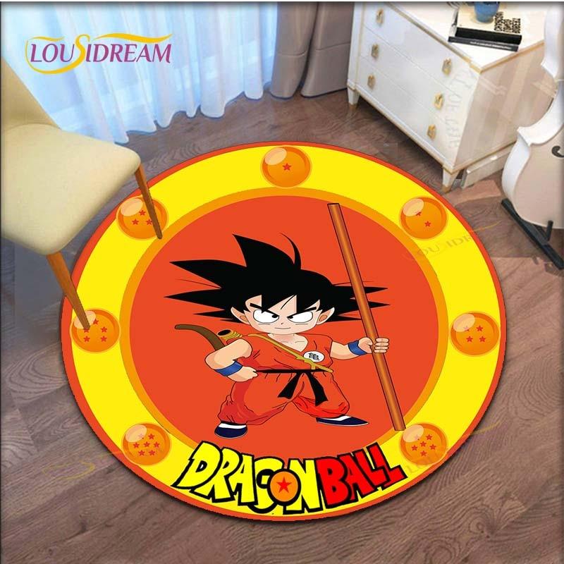 GOKU Carpet Cartoon Dragon Ball Non-slip Floormat Area Rug Round Play Mat for Playroom Kidsroom  Rugs for Bedroom