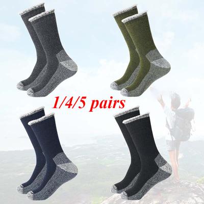 1/4/5 Paar Wollsocken Herren Woll-Wandersocken Warme, weiche Winter-Casual-Crew-Socken Feuchtigkeitsableitende Socken für drinnen und draußen