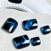 Black and Blue Cat Eye Nail Art: 24 Removable Pieces for Square Whitening Pedicure