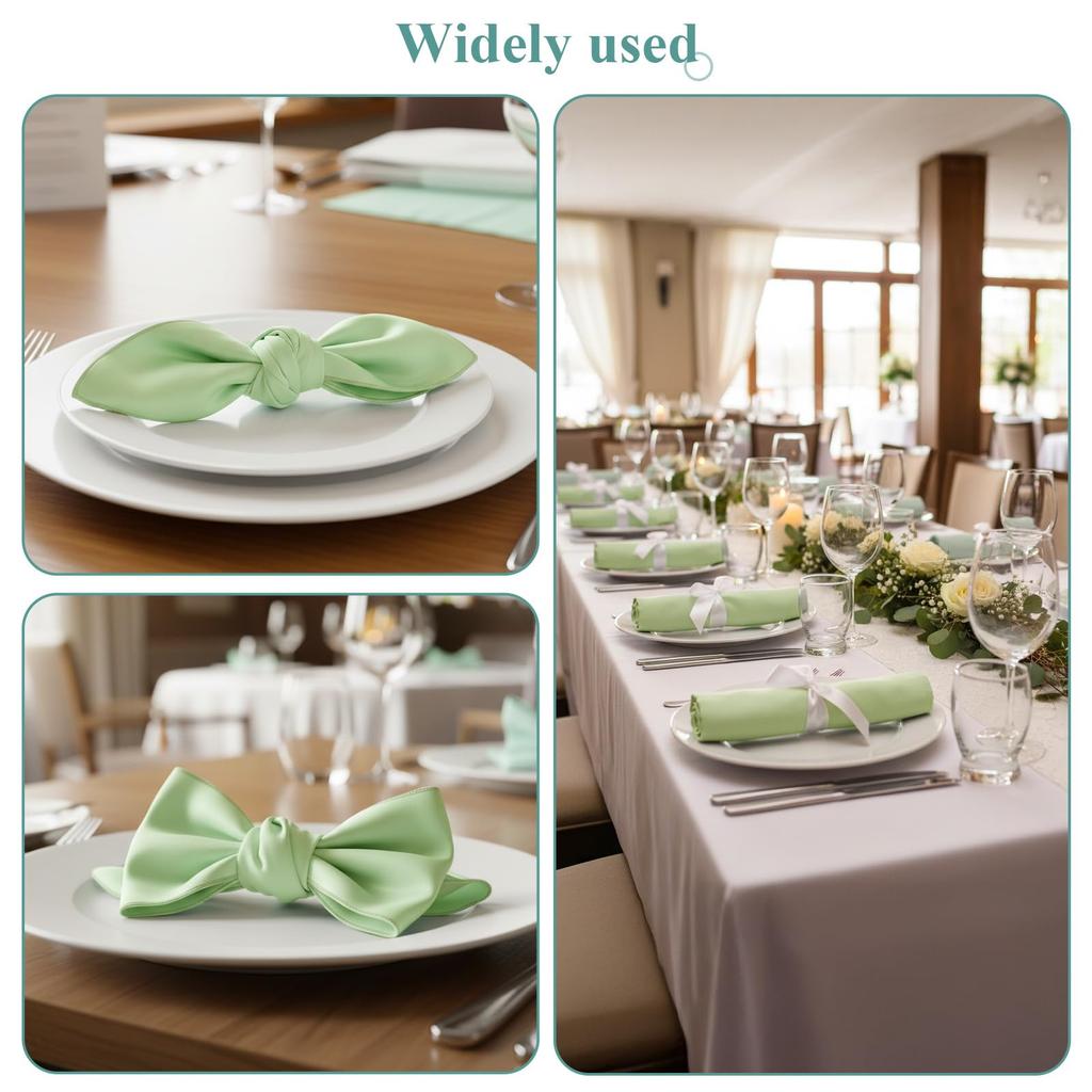 12 Pcs Satin Napkins 30x30cm, Square Smooth Dinner Napkins Silky Satin Cloth Napkins for Wedding Banquet Party Christmas Decor