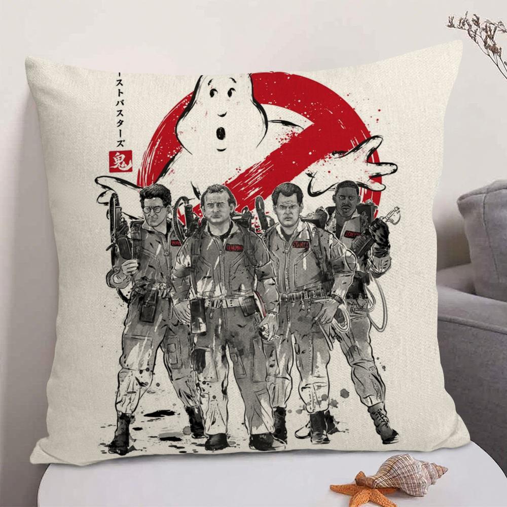 Classic Movie GGhostbusters Cushion Cover Natural Linen Organic Fabric DoubleSided Printing Sofa Home Decor Gift Pillow Case