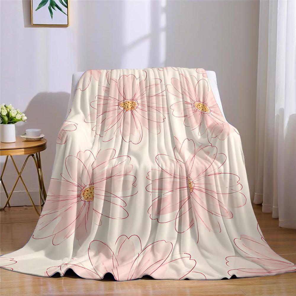 Aquarell Rosa Gänseblümchen Flanelldecke Warm Weich Halloween Weihnachten Sofa Warm Gemütlich Dekorative Deko Geschenk für Alle Jahreszeiten