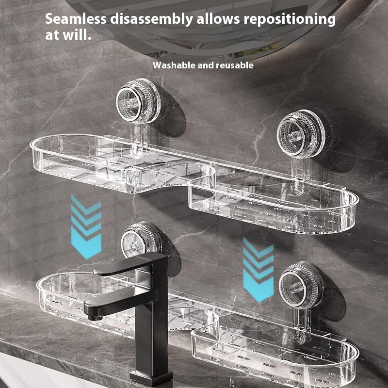 1Pcs Detachable Faucet Storage Rack Suction Cup Non-Punching Toilet Rack Wall-Mounted Bathroom Without Draining Water