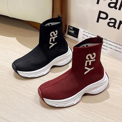 Damen Stiefeletten für Damen Spitz Elastisch Klobig Mittelhoch Absatz Mode Kurzstiefel Neu Schwarz Frau Plateau Schuhe