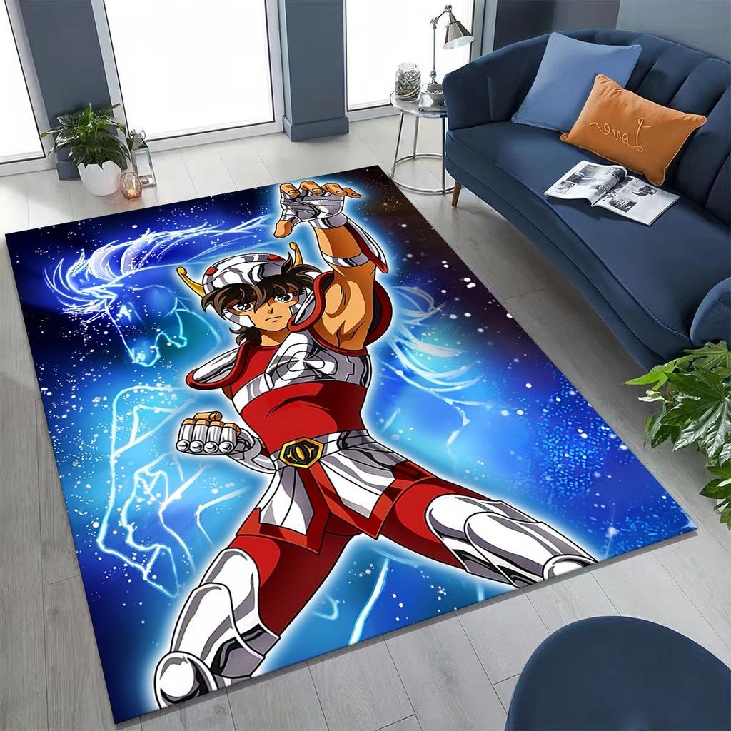 Retro Anime Saint Seiya Gold Saint Cartoon Rug for Bedroom Living Room Sofa Home Doormat Decor,Kids Play Non-slip Floor Mat Gift