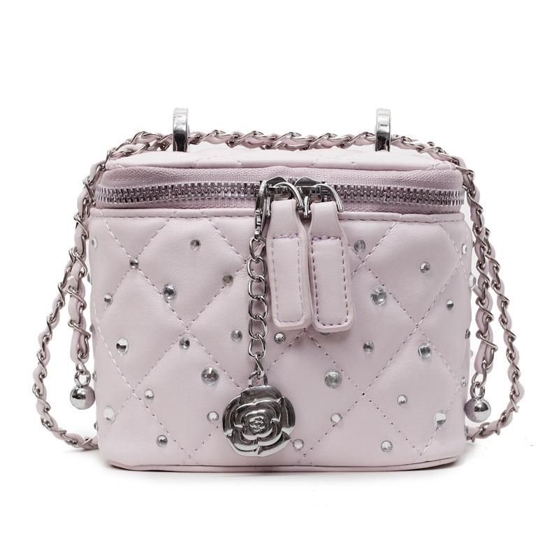 Rhombus chain small bag women's new high-end bright diamond box bag shoulder messenger bag