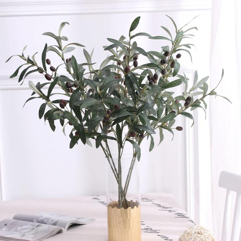 4-pronged Olive Branches, Fruit-free/fruit-bearing Artificial Flowers, Artificial Plants, Artificial Flowers for Home Decoration