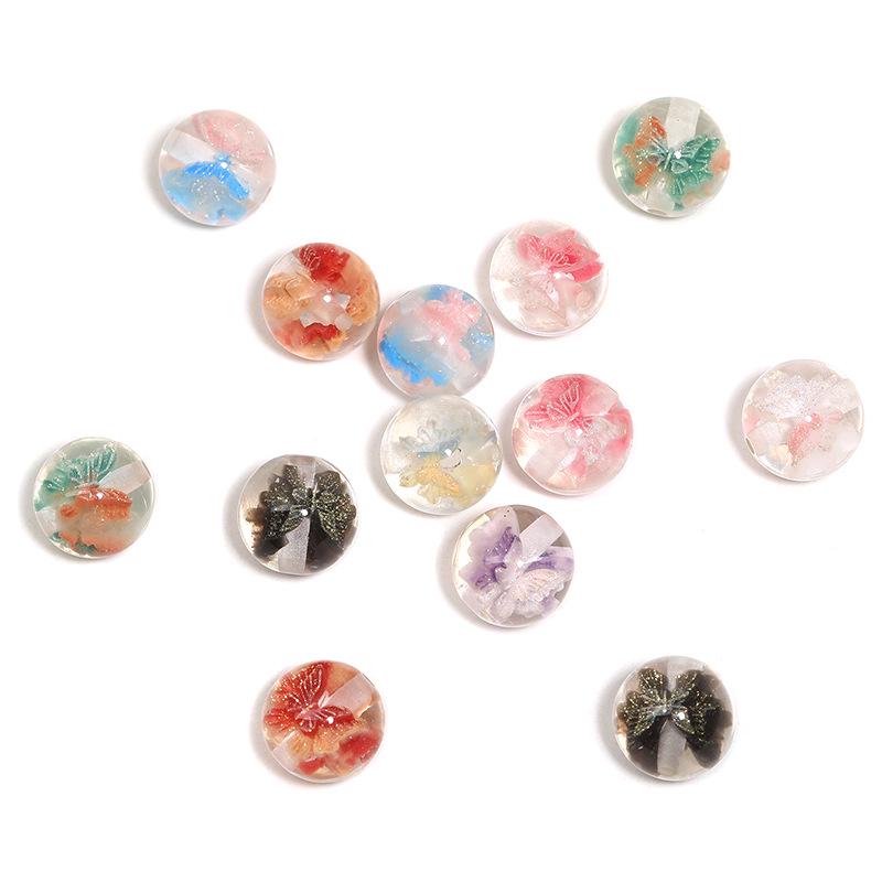 

Прозрачные цветочные бусины из эпоксидной смолы с блестками в виде бабочек для изготовления украшений своими руками, цепочек для телефона и аксессуаров для бисероплетения 16mm (10 pcs per pack)