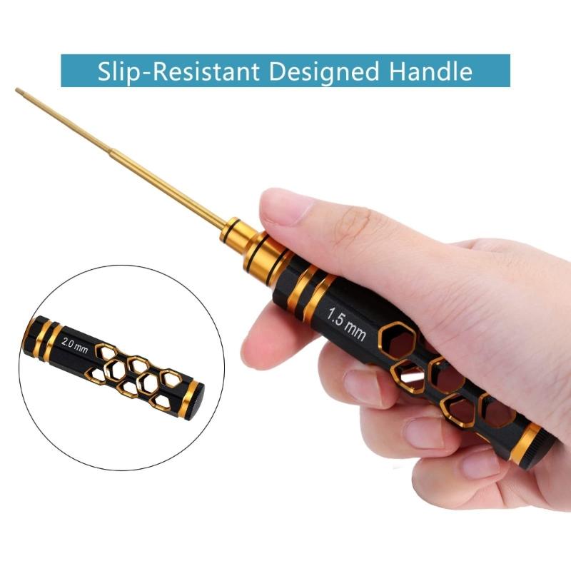 Hex Key Tool Set 4 Size Lightweight Ergonomic Handle Hex Screwdriver 1.5/2/2.5/3.0mm for Remote Control Car Repair Tasks