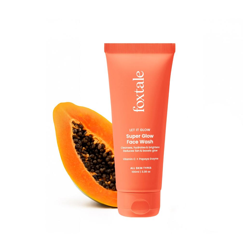 Foxtale Super Glow Detan Face Wash with Vitamin C & Papaya Enzyme, Tan Removal, Brightens & Reduces Pigmentation, Gentle Exfoliation | Face Wash Fo