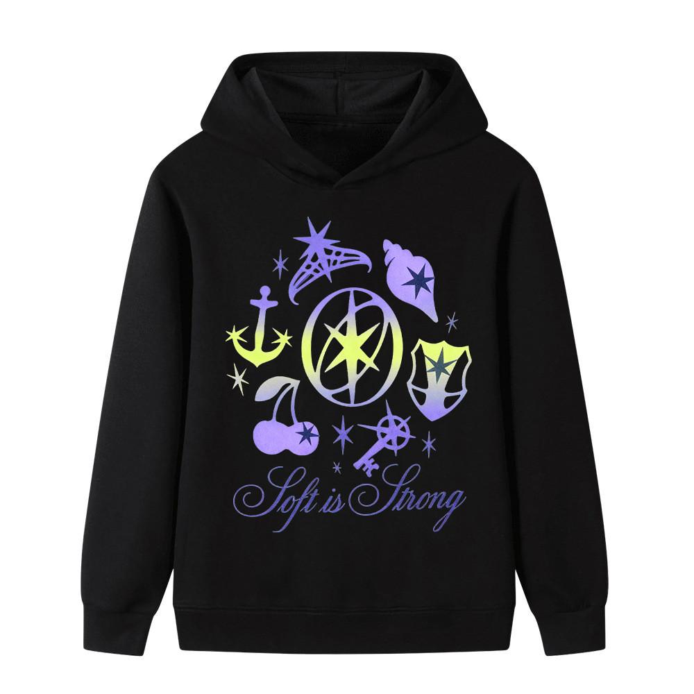 B1314 Multi-color Kids Girls KATSEYE Printed Casual Long Sleeves Hoodie 100cm чёрный