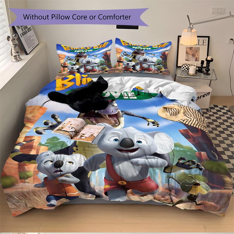 Blinky Bill Koala Adventure Print 3Pcs Bedding Set,Duvet Cover with 2 Bedro,Pillowcase Home Birthday Gift