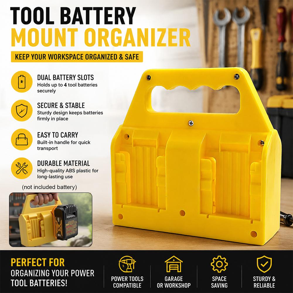 1-Slot Battery Holder Compatible with for Dewalt 11V/18V Batteries,Portable Battery Holder with Handle for Storage and Transport