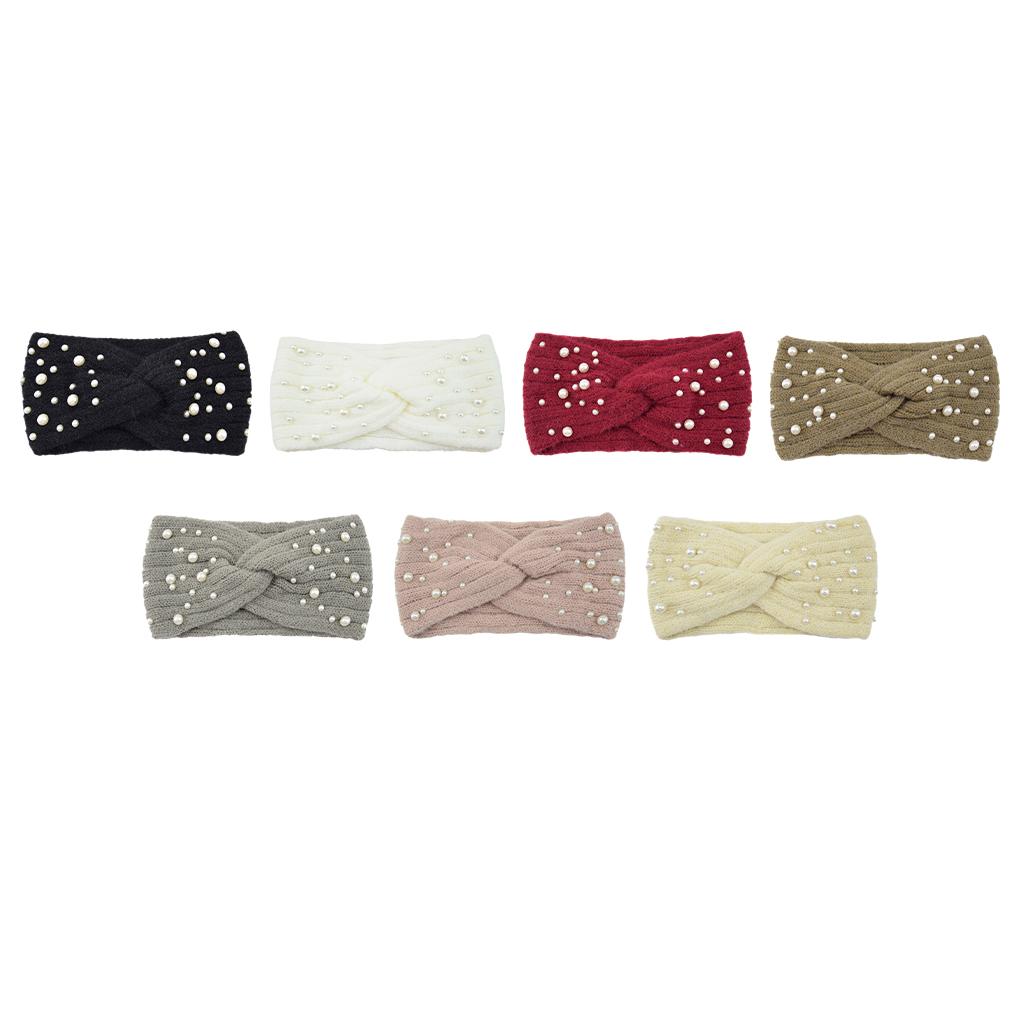 Warm And Stylish Ear Warmer Winter Headband For Women Lightweight New Pearl Knitted Cross Headbands