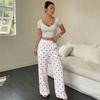 European and American Women's Heart Pattern Lace-up Wide Leg Pants, Summer 2026 Edition