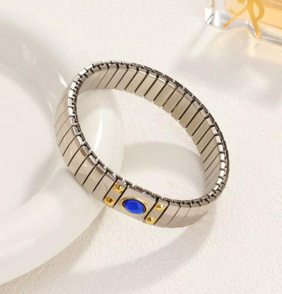 Роскошный эластичный браслет из нержавеющей стали - Минималистичный браслет-манжета ручной работы с регулируемым размером