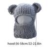 Bärenohren Wintermütze für Erwachsene Handgestrickte Sturmhaube Mütze Neuheit Partyhut für Mädchen Plüsch Gesichtsmaske Hut Modeaccessoires