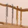 MamacitaSlay Boucles d'oreilles minimalistes rondes en zircon à deux chaînes et pampilles Étanche au quotidien Bijoux en titane et acier inoxydable pour femme