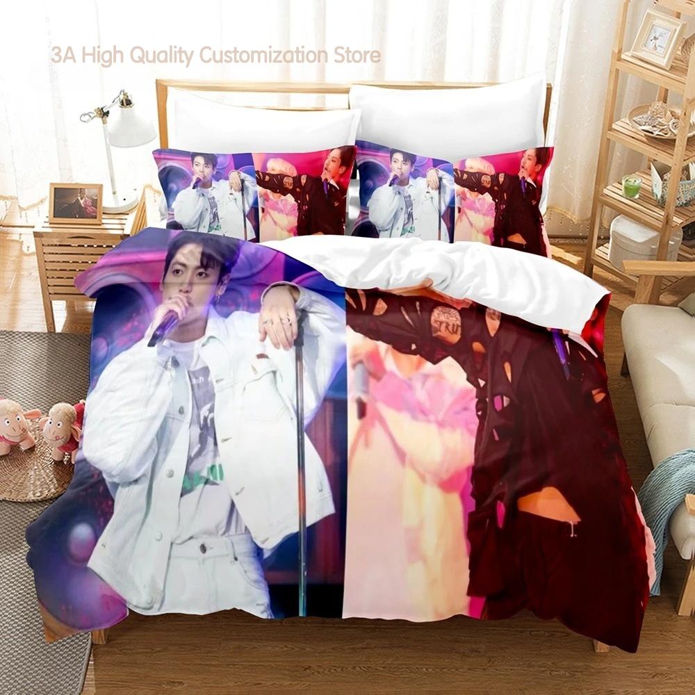 

Альбом Чон Чонгука Постельный набор Односпальный Полуторный Двуспальный Кинг-сайз Набор для кровати Взрослый Мальчики Спальня Комплекты пододеяльников Набор простыней 2-2 EU single(135x200cm)