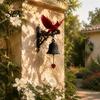 Decorative Accent for Office Red Bird Wall Mounted Doorbell, Resin Garden Hanging Bell, Outdoor Doorbell Home Weatherproof Ornament Farmhouse