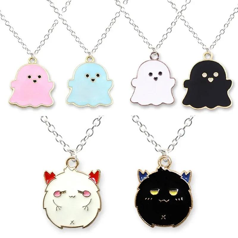 Best Friend Cute Cartoon Devil Ghost Friendship Couple Pendant Necklaces Fashion Men Women Necklaces Kids Halloween Jewelry Gift