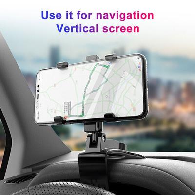 Sun Visor Phone Holder Car Dashboard GPS Phone Bracket 360° Rotating Phone Holder Rearview Mirror Auto Cellphone Clip Bracket