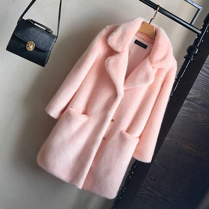 Modischer, dicker Pelzmantel in Übergröße aus Nerzimitat, schmaler, mittellanger Mantel